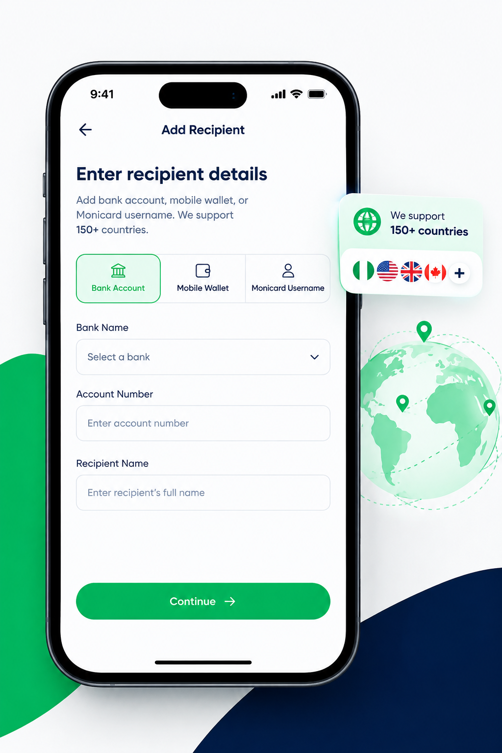 Enter recipient details